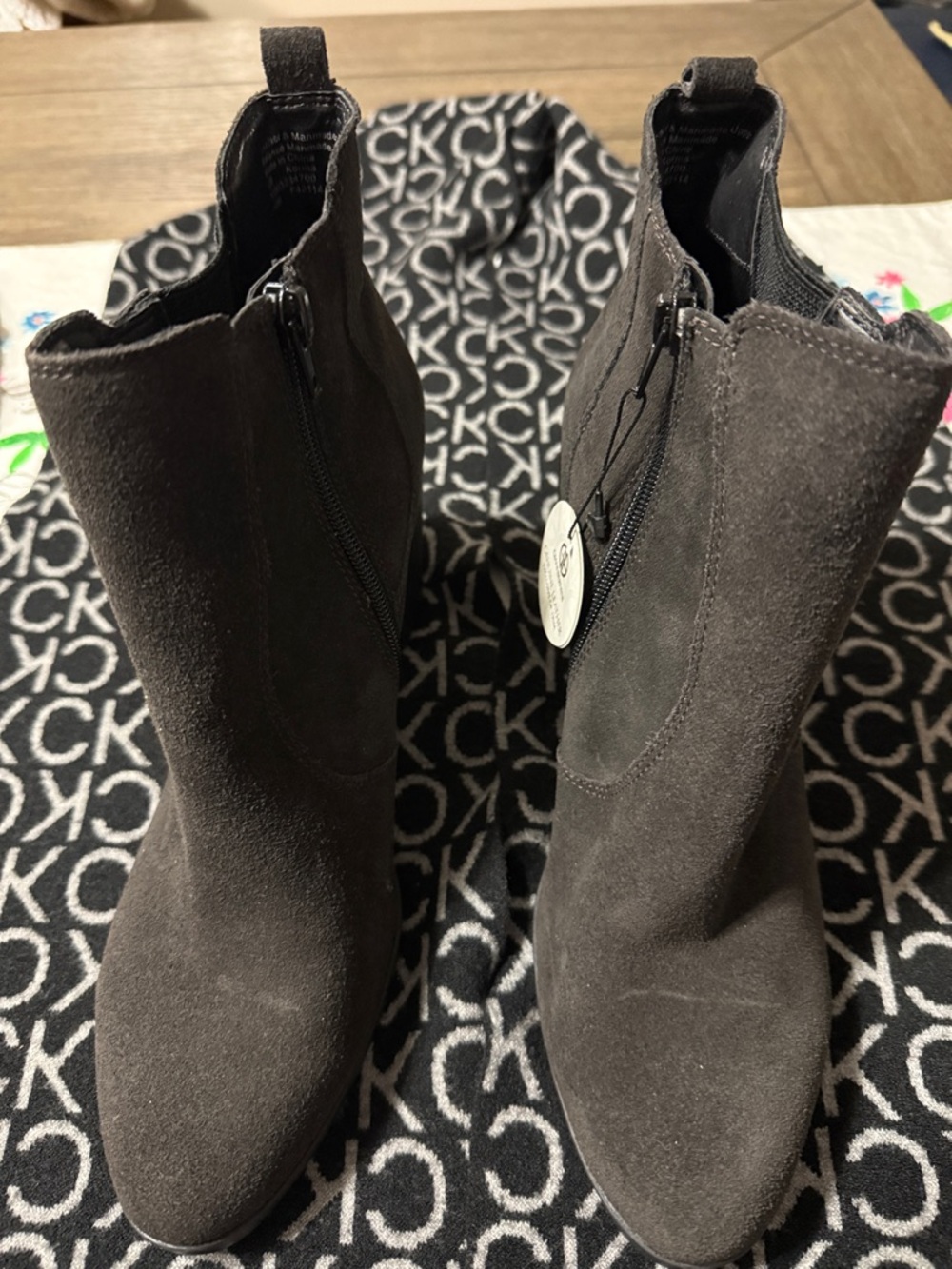 Giani Bernini Black Suede Heeled Ankle Boots